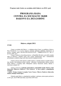 Program rada CZSS Đakovo za 2013. godinu. (PDF)