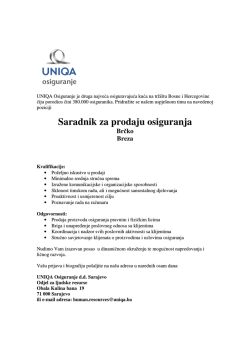 Saradnik za prodaju osiguranja