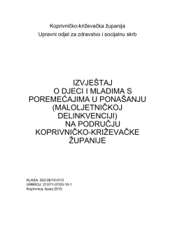 izvje&scaron;taj o djeci i mladima s poremećajima u pona&scaron;anju