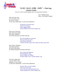 &ldquo;SLIKU MILE ISTRE NA&Scaron;E &ldquo; &ndash; Final song Cantate