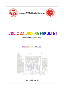 UNIVERZITET U TUZLI na prvu godinu I ciklusa studija Tuzla, maj
