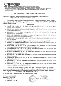 Raspored vr&scaron;enja tehničkih pregleda traktora