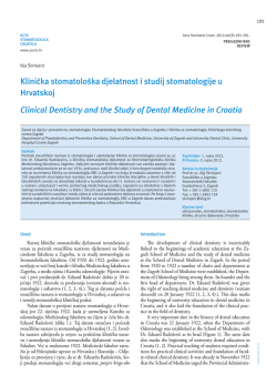 Klinička stomatološka djelatnost i studij stomatologije u Hrvatskoj