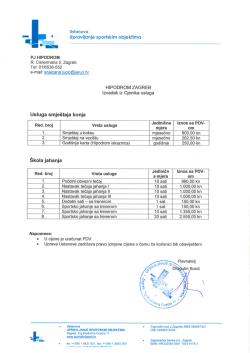 Cjenik Hipodrom Zagreb - Ustanova Upravljanje sportskim objektima