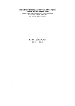 Strate&scaron;ki plan 2013.-2015. - hrvatski memorijalno