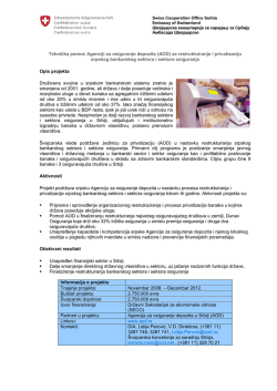 Tehnička pomoć Agenciji za osiguranje depozita (AOD) za