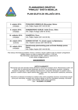 "pinklec" sveta nedelja plan izleta za veljaču 2014.