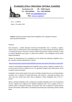 EVANGELIČKA CRKVENA OPĆINA ZAGREB