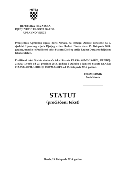 STATUT Dječjeg vrtića "Radost" Darda - proči&scaron;ćeni tekst