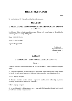 Zakon o izmjenama i dopunama zakona o lovstvu, NN 75/09