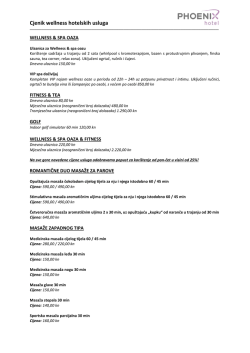 Cjenik wellness hotelskih usluga