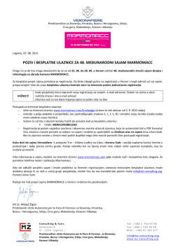 poziv i besplatne ulaznice za 48. međunarodni sajam marmomacc