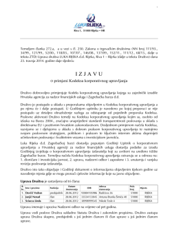 Izjava o primjeni Kodeksa korporativnog upravljanja u