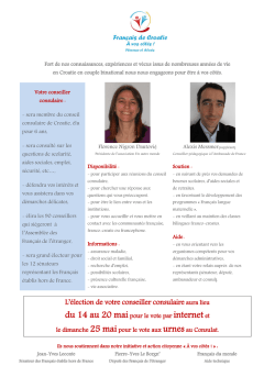 L`&eacute;lection de votre conseiller consulaire aura lieu