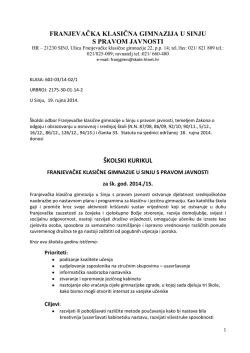 FRANJEVAČKA KLASIČNA GIMNAZIJA U SINJU S PRAVOM