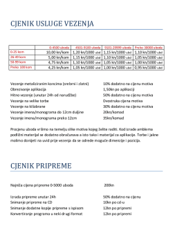 CJENIK USLUGE VEZENJA CJENIK PRIPREME