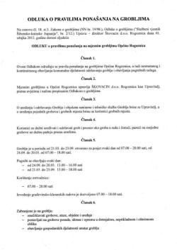 Odluka o pravilima pona&scaron;anja na grobljima (pdf 127 KB)