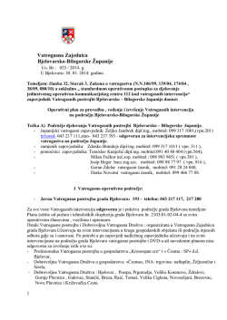 Operativni plan za provedbu, vođenje i izvr&scaron;enje Vatrogasnih