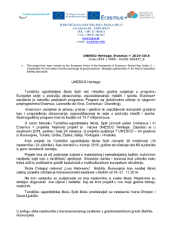 UNESCO Heritage Turističko ugostiteljska &scaron;kola Split već nekoliko