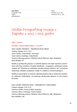 Izložbe Etnografskog muzeja u Zagrebu u 2012. i 2013. godini