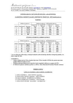 Cjenik po zonama Meštrović prijevoz
