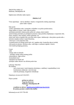 Oglas za prodavača