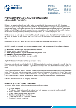 PREVENCIJA NASTANKA MALIGNOG MELANOMA bitna obilježja i