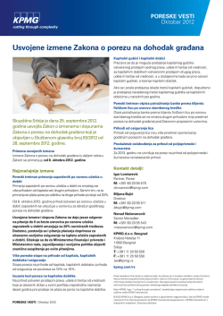 Izmene Zakona o porezu na dohodak gradjana - oktobar