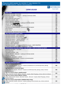 CJENIK USLUGA - High Care Centar Salus