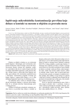 Ispitivanje mikrobiološke kontaminacije površina koje dolaze u