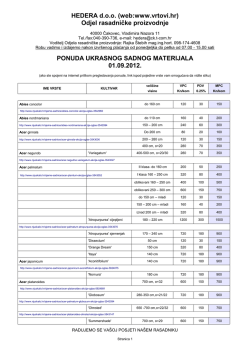 HEDERA d.o.o. (web:www.vrtovi.hr) Odjel rasadničke proizvodnje