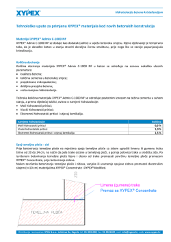 Tehnolo&scaron;ke upute za XYPEX&reg; materijale kod novih konstrukcija