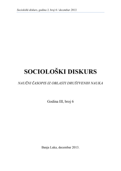 Sociolo&scaron;ki diskurs, godina 3, broj 6. 2013.