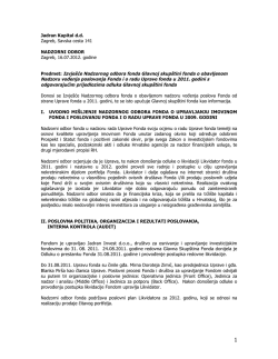 Izvje&scaron;taj Nadzornog odbora Skup&scaron;tini