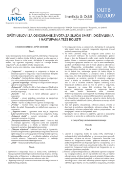 Op&scaron;ti uslovi za osiguranje života za slučaj smrti, doživljenja