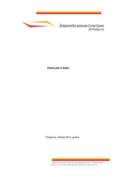 Pravilnik o radu - Željeznički prevoz Crne Gore