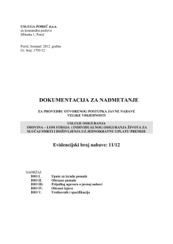 Dokumentacija za javno nadmetanje osiguranje imovine i