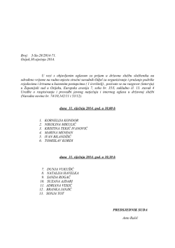 Broj: 3-Su-28/2014-71. Osijek,30.siječnja 2014. U vezi s objavljenim