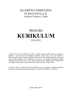 KURIKULUM - Klasična Gimnazija Ivana Pavla II. Zadar