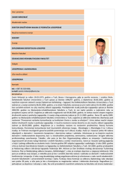 Ime i prezime ZAMIR MRKONJIĆ Akademski naslov DOKTOR