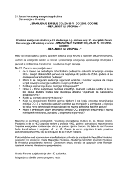 „SMANJENJE EMISIJE CO2 ZA 80 % DO 2050. GODINE