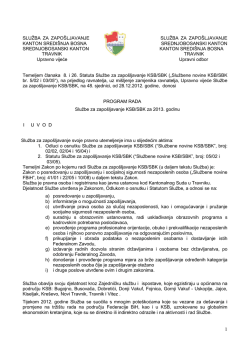Program rada Službe ZZ SBK za 2013 godinu