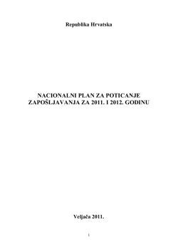 nacionalni plan za poticanje zapo&scaron;ljavanja za 2011. i 2012. godinu