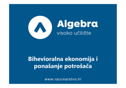 Bihevioralna ekonomija i pona&scaron;anje potro&scaron;ača