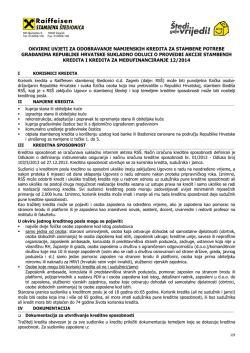 Okvirni uvjeti za odobravanje kredita važeći od 31.03.2014.
