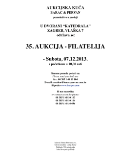 35. AUKCIJA -FILATELIJA - Barac & Pervan aukcijska kuća