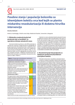 Posebne stanja i populacije bolesnika sa ishemijskom bole&scaron;ću srca
