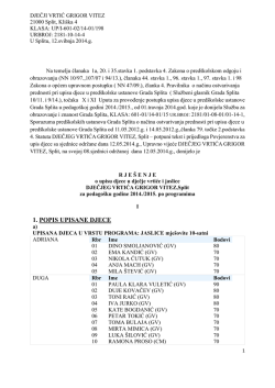 1. POPIS UPISANE DJECE - Dječji vrtić Grigor Vitez