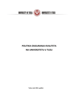 politika osiguranja kvaliteta na univerzitetu u tuzli