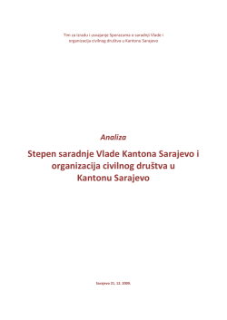 Analiza Stepen saradnje Vlade Kantona Sarajevo i organizacija